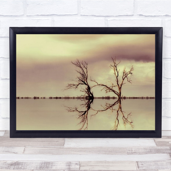 Creative Edit Trees In Lake Reflection Surrealism Wall Art Print