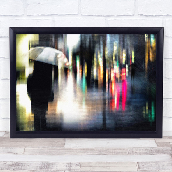 Rainy Day Street Rain Raining Umbrella Urban City Wall Art Print