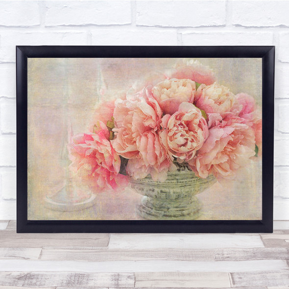 A Posy Of Pink Peonies Peony Flower Flowers Vase Wall Art Print