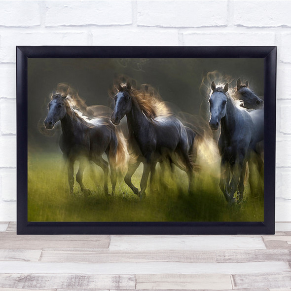 Aura Horse Horses Motion Blur Run Running Meadow Wall Art Print