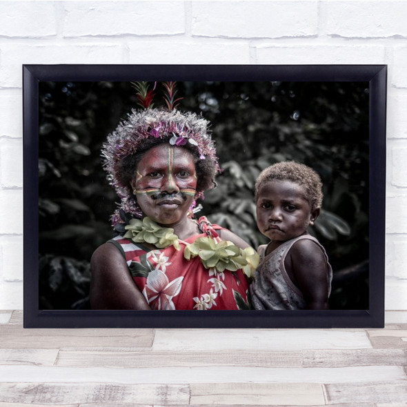 People From Toka Ceremony Colors Vanuatu Flowers Wall Art Print