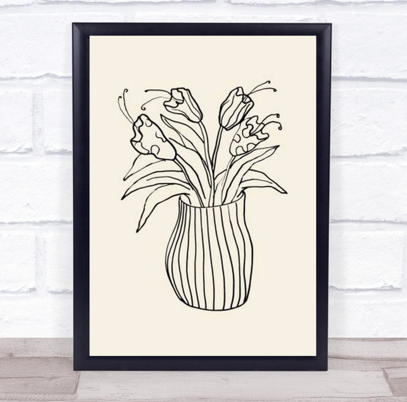 Vase Sketch Flowers Illustration Drawing Florals Wall Art Print