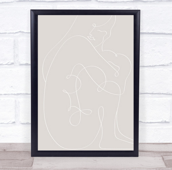 Woman Lines White Illustration Line Art Girl Graphic Wall Print