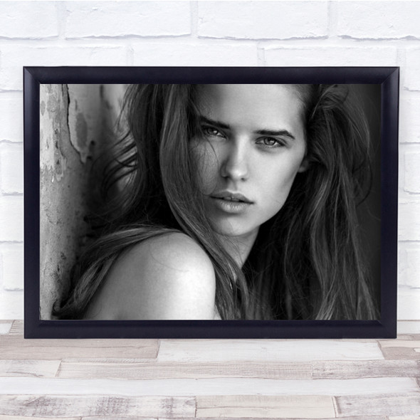 B&W Portrait Face Woman Model Hair Sensual Pose Wall Art Print