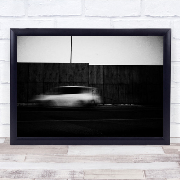 Blurry Motion White Car Moving Person Black And Wall Art Print
