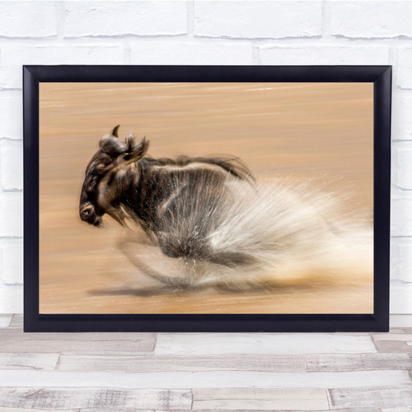 Slow Shutter Wildebeest Run Mara River Crossing Wall Art Print