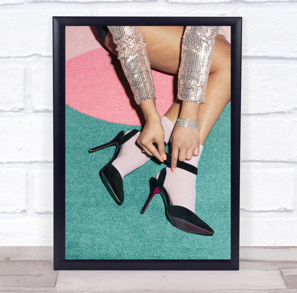 Getting Ready Green Heels Fashion Studio Party Wall Art Print