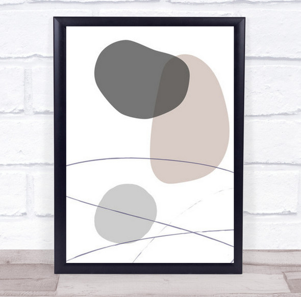 New Shapes Beige 03 Lines Graphic Illustration Wall Art Print