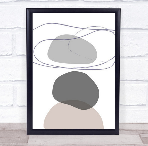 New Shapes Beige 04 Lines Graphic Illustration Wall Art Print