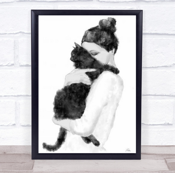 Cat Lover Pet Animal Illustration Watercolour Wall Art Print