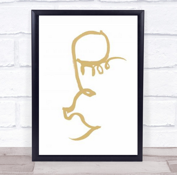 Half Face Gold Line Art Illustration Lines Golden Wall Print