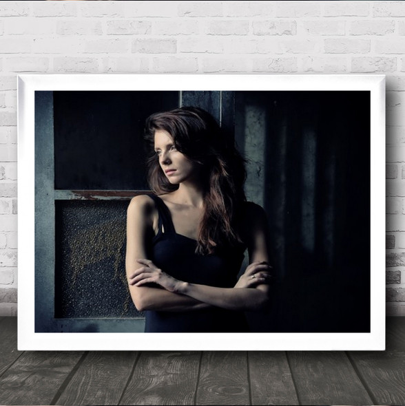 Anastasia Woman Crossed Arms Pose Blue Dress Wall Art Print