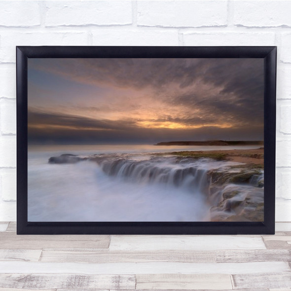 Waterfall Seascape Sunset Milky Silky Smooth Wall Art Print