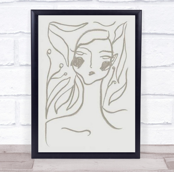 Gaia Green Woman Illustration Sketch Studio Wall Art Print