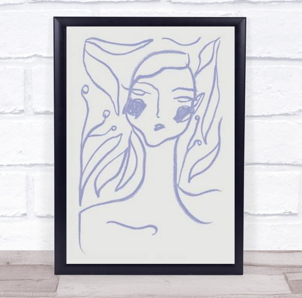 Gaia Lilac Woman Illustration Sketch Studio Wall Art Print