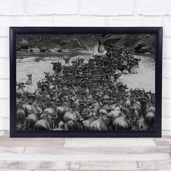 Crossing Mara River Migration Animal Masai Wall Art Print