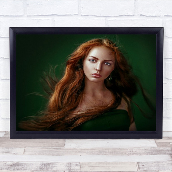 Elize Moscow Russia Red Haired Woman Green Wall Art Print