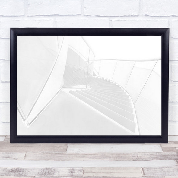 Another Stairs Pure White Handrail Spiral Wall Art Print