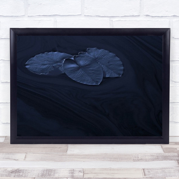 Leaf Water Lilly Lilles Leaves Blue Toned Wall Art Print