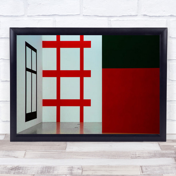 Red Abstract Shapes Geometry Grid Graphic Wall Art Print