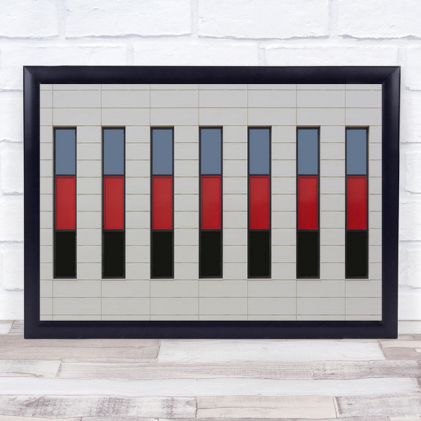 Straight Lines White Red Windows Abstract Wall Art Print