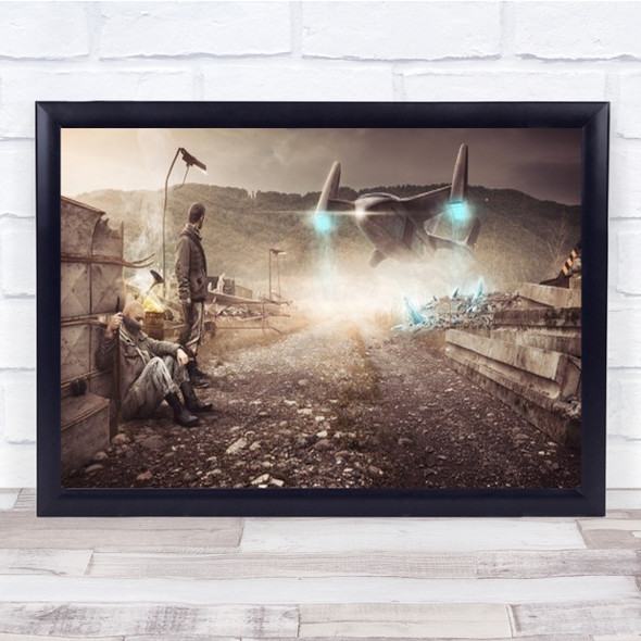 War Soldiers Low Flying Plane Destruction Wall Art Print