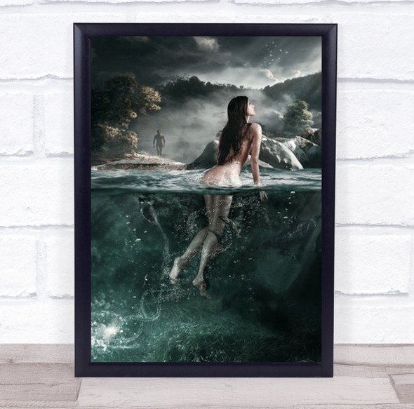 Creative Edit Edited Woman Nude In Ocean Wall Art Print