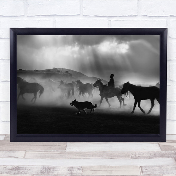 Free Horses Shadow Herd Of Galloping Dog Wall Art Print