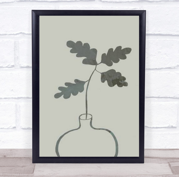 Green Oak Plant Illustration Leaf Studio Wall Art Print