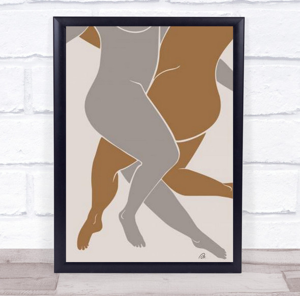 Lovers Beige Illustration Cutout Studio Art Wall Print