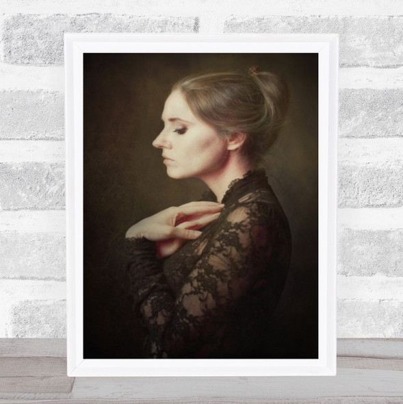 Mia Portrait Woman Neeted Top Side View Wall Art Print