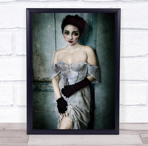 Woman In Dress Long Gloves Dark Make Up Wall Art Print