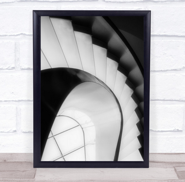 Curved And Straight Lines Black White Wall Art Print