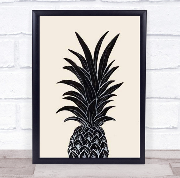 Black Pineapple Illustration Fruit Wall Art Print