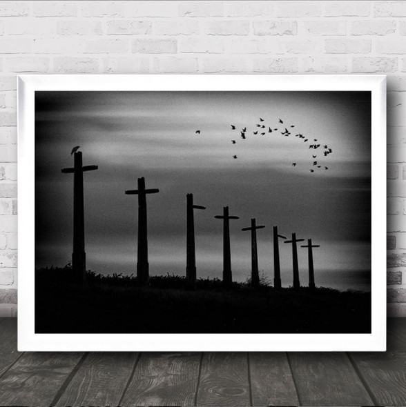 Religious Cross Graveyard Memorial Wall Art Print