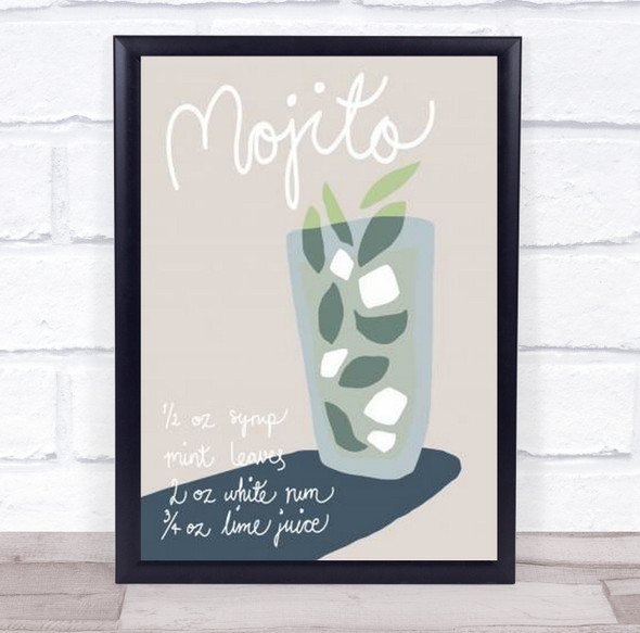 Mojito Drink Kitchen Illustration Wall Art Print