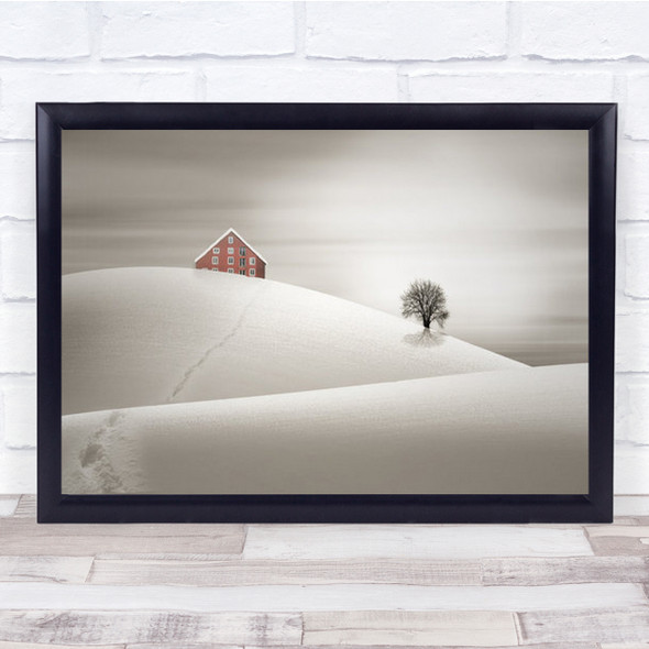 Landscape House And Tree Winter Wall Art Print