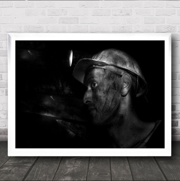 Miner Man With Hard Hat Dirty Wall Art Print