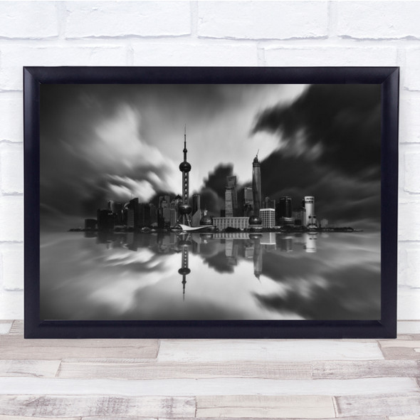 City Skyline Reflection Wall Art Print