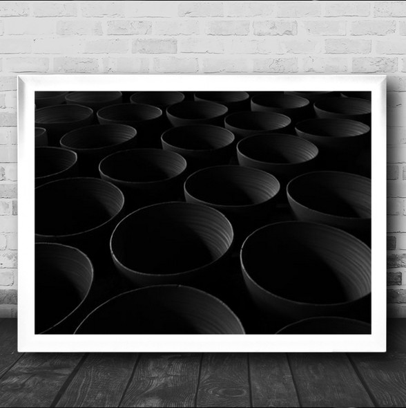 Circles Black Abstract Wall Art Print