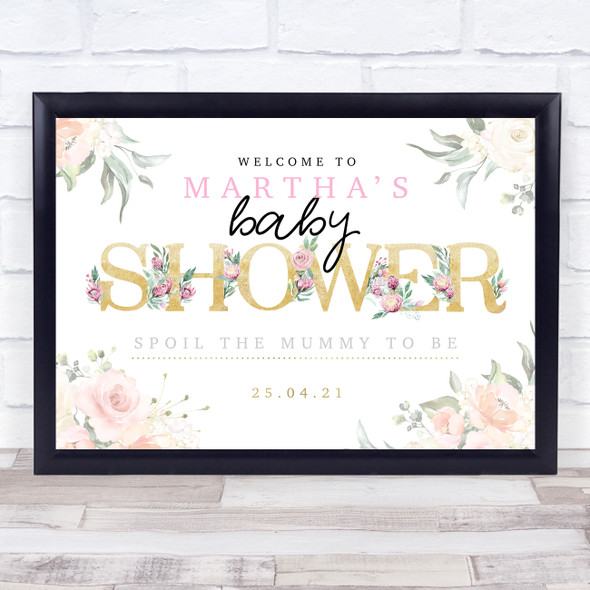 Baby Shower Gold & Rose Personalised Event Occasion Party Decoration Sign