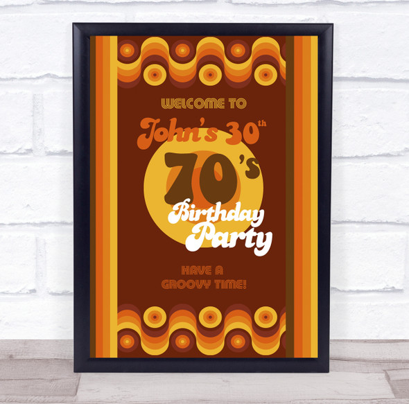 1970 70's Groovy Waves Birthday Welcome Personalised Event Party Decoration Sign