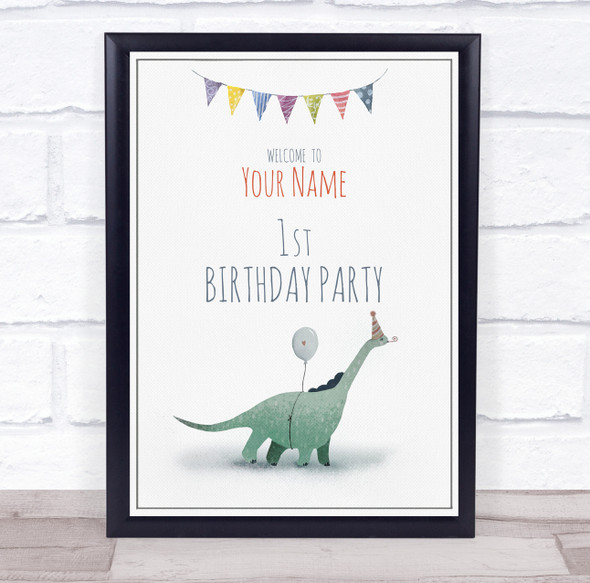 Dinosaur Balloon White Welcome Birthday Personalised Event Party Decoration Sign
