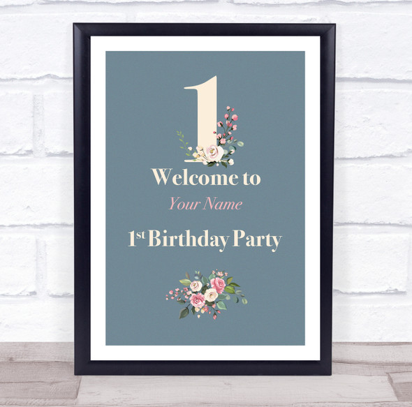 Formal Floral Welcome Birthday Personalised Event Occasion Party Decoration Sign