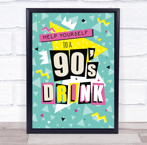 1990 90's Green Retro Birthday Drink Personalised Event Party Decoration Sign