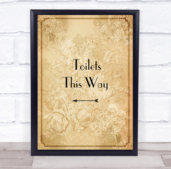 Rustic Border Toilets This Way Left Personalised Event Party Decoration Sign