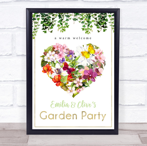 Garden Birthday Event Floral Heart Personalised Event Party Decoration Sign