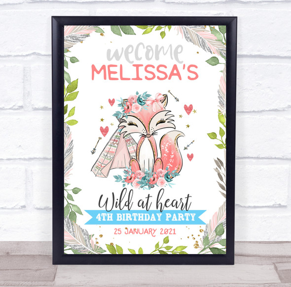 Fox Leaves Birthday Wild At Heart Personalised Event Party Decoration Sign