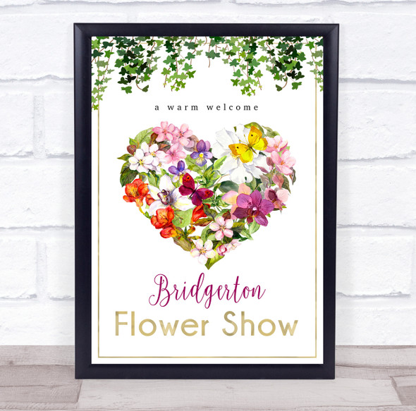 Flower Show Event Floral Heart Personalised Event Occasion Party Decoration Sign