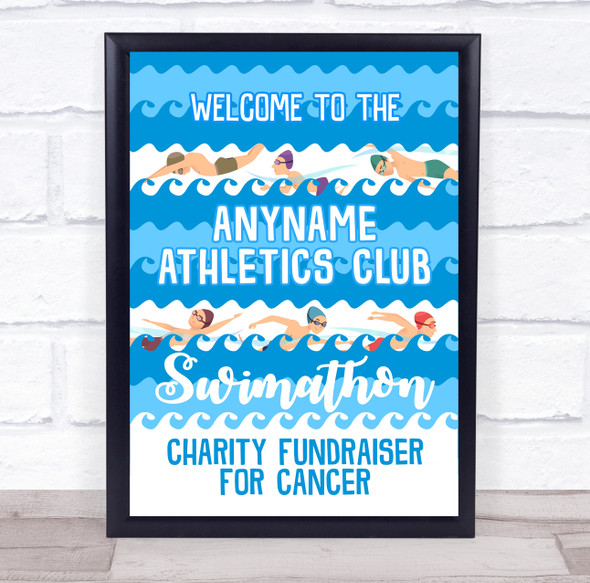 Swimathon Charity Swimming Fundraiser Personalised Event Party Decoration Sign